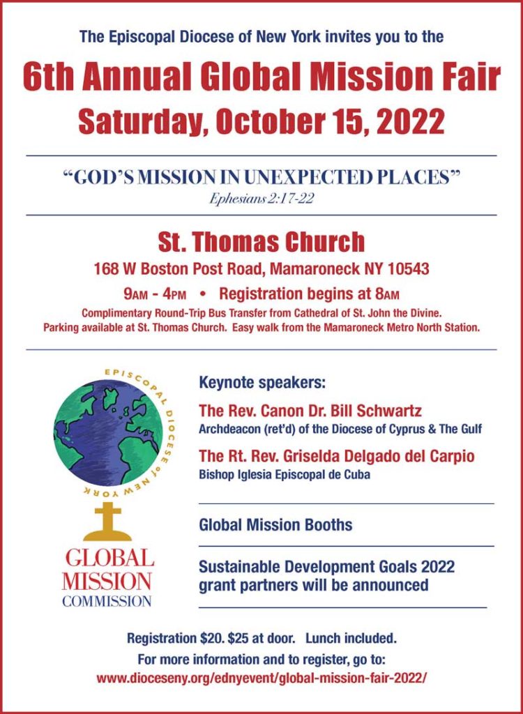 Poster for October 15 2022 Global Mission Fair at St. Thomas Church, Mamaroneck